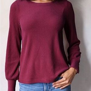 LC Lauren Conrad Burgundy Long Sleeve Top